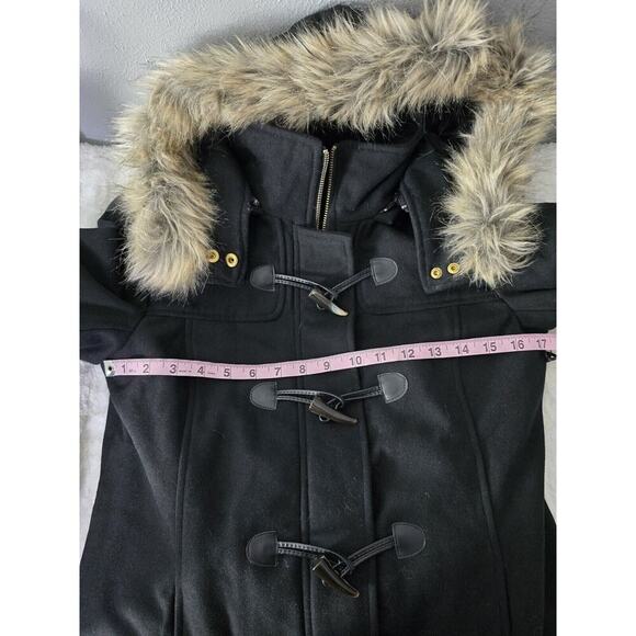 Alpine Swiss Duffy Womens Hooded Parka Fur Trim Wool Coat Toggle Button Jacket S - Picture 7 of 12